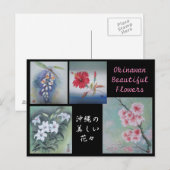 Carte postale Peinture Okinawan Belles fleurs (Devant / Derrière)