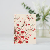 Carte Postale Peinture orientale de style, fleur de prune au (Debout devant)