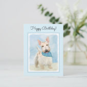 Carte Postale Peinture originale de chien terrier écossais roux (Debout devant)