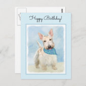 Carte Postale Peinture originale de chien terrier écossais roux (Devant / Derrière)