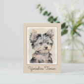 Carte Postale Peinture originale de chiot Yorkshire Terrier (Debout devant)