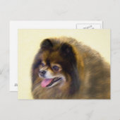 Carte Postale Peinture originale de Poméranie noir et feu - Art  (Devant / Derrière)