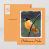 Carte Postale Peinture Oriole - Art Oiseau Original (Devant / Derrière)