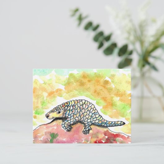 Carte Postale Peinture Pangolin mignonne (Debout devant)