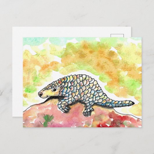 Carte Postale Peinture Pangolin mignonne (Devant / Derrière)