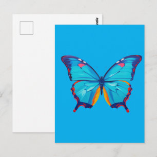 Carte Postale peinture papillon morpho bleu (PERSONNALISER)