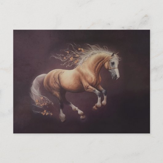 Carte Postale Peinture Pastel D'Un Cheval De Course (Devant)