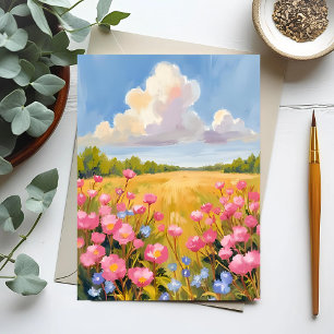 Carte Postale Peinture paysage de terrain rose