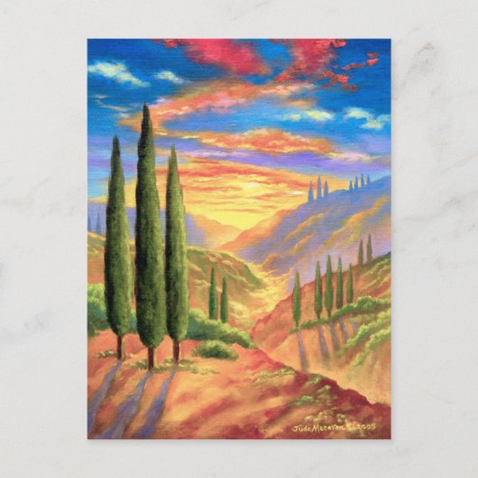 Carte Postale Peinture Paysage Toscane - Multi (Devant)