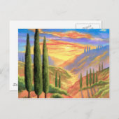 Carte Postale Peinture Paysage Toscane - Multi (Devant / Derrière)