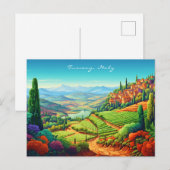 Carte Postale Peinture paysagère toscane | Italie | Art (Devant / Derrière)