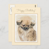 Carte Postale Peinture Pekingese - Cute Original Chien Art (Devant / Derrière)