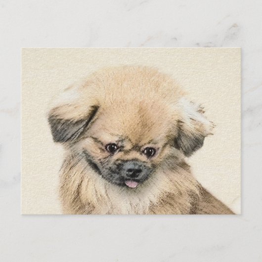 Carte Postale Peinture Pekingese - Cute Original Chien Art (Devant)