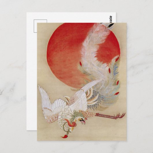 Carte Postale Peinture Phoenix et Soleil par Ito Jakuchu (Devant / Derrière)
