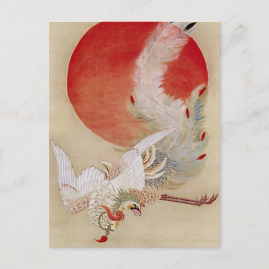 Carte Postale Peinture Phoenix et Soleil par Ito Jakuchu (Devant)