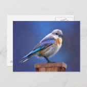 Carte Postale Peinture pour oiseaux bleus (femelle) - Art origin (Devant / Derrière)