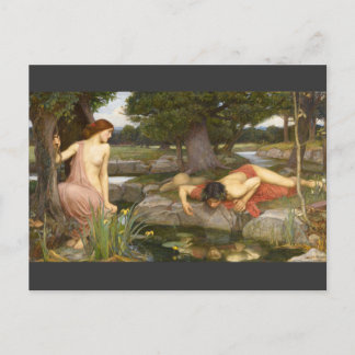 Carte Postale Peinture pré-Raphaélite Echo et Narcisse