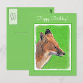 Carte Postale Peinture Red Fox - Art original de la faune (Devant / Derrière)
