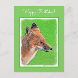 Carte Postale Peinture Red Fox - Art original de la faune