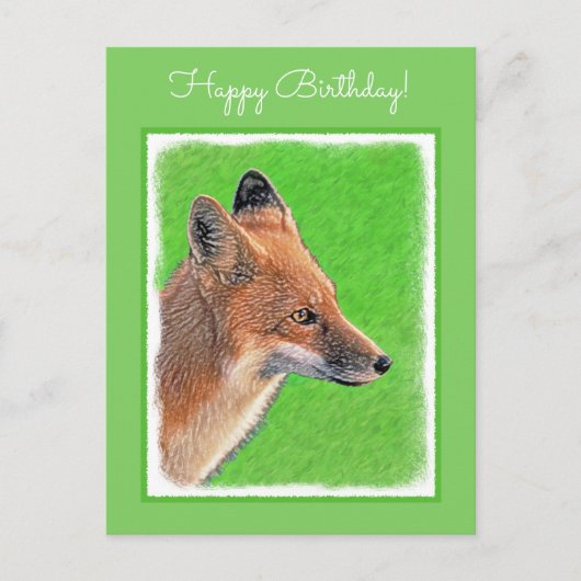 Carte Postale Peinture Red Fox - Art original de la faune (Devant)