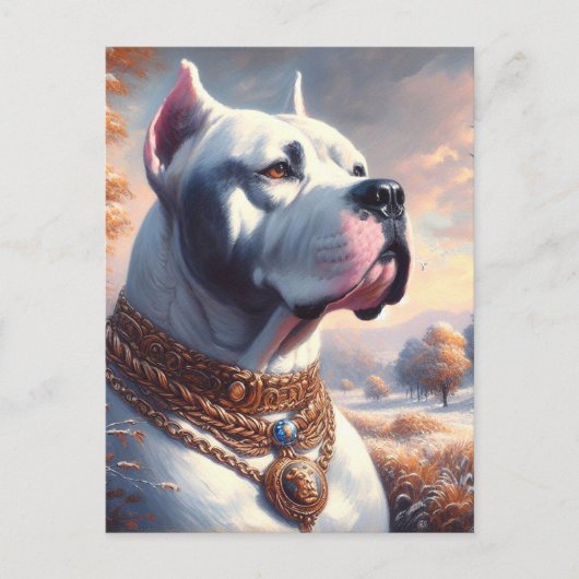 Carte Postale Peinture rétro Dogo Argentino (Devant)