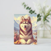 Carte Postale Peinture rétro Sibérienne Husky (Debout devant)