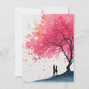 Carte Postale Peinture romantique aquarelle d'un couple
