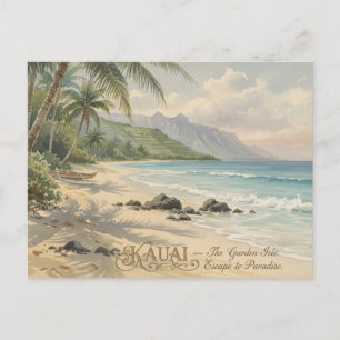 Carte Postale Peinture romantique de la plage de Kauai