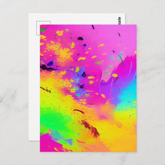 Carte Postale Peinture rose Et Plus Abstraite (Devant / Derrière)