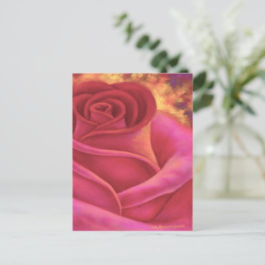 Carte Postale Peinture rose Fleur Art - Multi (Debout devant)