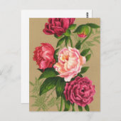 Carte Postale Peinture Roses Roses Rose Et Rouge (Devant / Derrière)