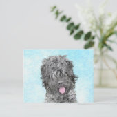 Carte Postale Peinture russe Terrier noir - Chien original migno (Debout devant)