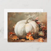 Carte Postale Peinture Rustique Citrouille blanche (Devant / Derrière)