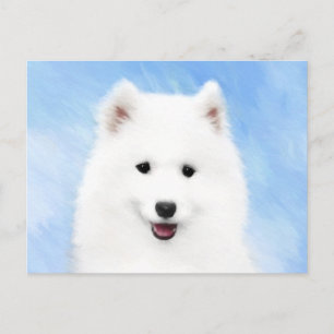 Carte Postale Peinture Samoyed Puppy - Jolie Art Original Chien