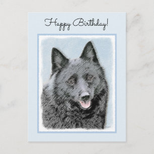 Carte Postale Peinture Schipperke - Cute Original Chien Art
