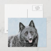 Carte Postale Peinture Schipperke - Cute Original Chien Art (Devant / Derrière)
