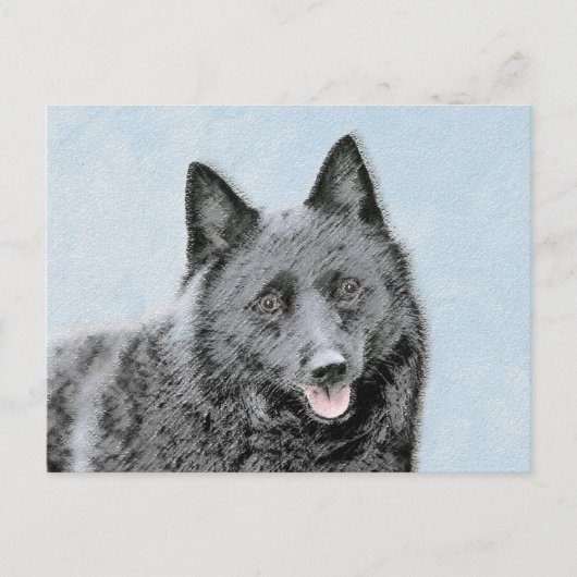 Carte Postale Peinture Schipperke - Cute Original Chien Art (Devant)