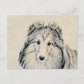 Carte Postale Peinture Shetland Sheepdog - Jolie art original ch (Devant)