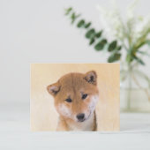 Carte Postale Peinture Shiba Inu (Rouge) - Art Chien original (Debout devant)