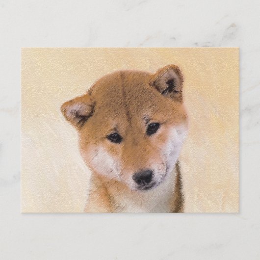 Carte Postale Peinture Shiba Inu (Rouge) - Art Chien original (Devant)