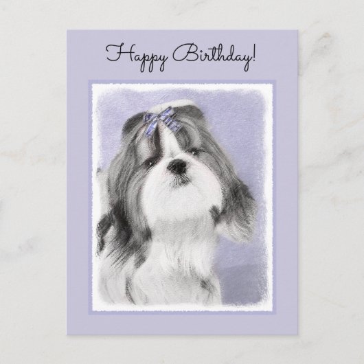 Carte Postale Peinture Shih Tzu - Cute Original Chien Art (Devant)