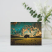 Carte Postale Peinture sur arbre solitaire (Debout devant)