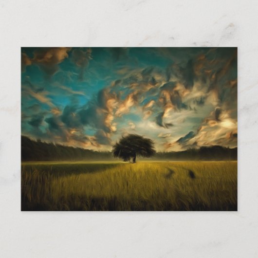 Carte Postale Peinture sur arbre solitaire (Devant)
