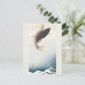 Carte Postale Peinture sur carpe de saut par Ohara Koson (Debout devant)