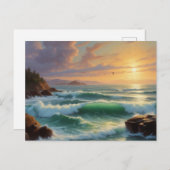 Carte Postale Peinture sur la mer du coucher du soleil (Devant / Derrière)