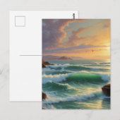 Carte Postale Peinture sur la mer du coucher du soleil (Devant / Derrière)