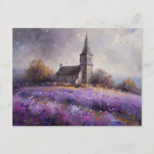 Carte Postale Peinture sur terrain de l'église rustique et du Fl