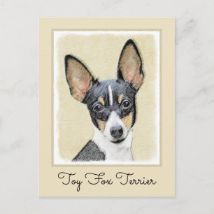 Carte Postale Peinture Toy Fox Terrier - Art Original et Mignon 