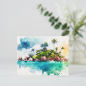 Carte Postale Peinture tropicale des îles Seychelles (Debout devant)