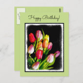 Carte Postale Peinture Tulip - Art Fleur original (Devant / Derrière)